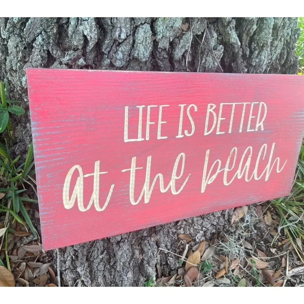 Handmade sign, Life is better at the beach, Wall hanging, Beach decor, Sign